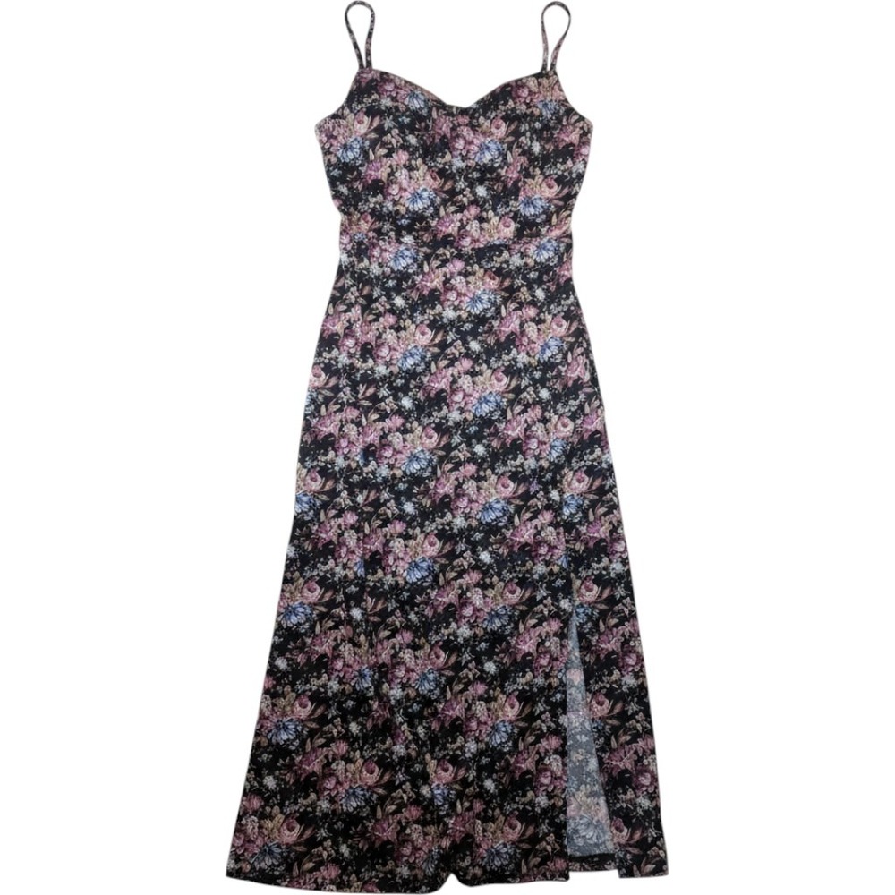 Immod Womens M Floral Maxi Dress NWT Double Slit Spaghetti Strap Wedding Guest